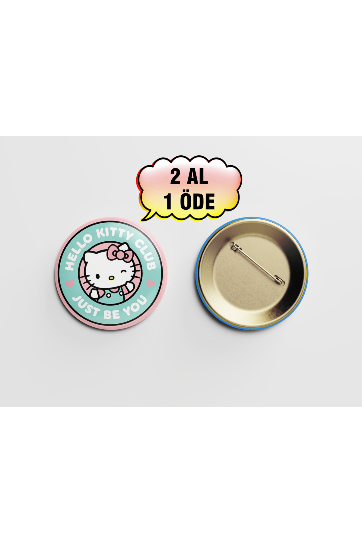 Sanrio Hello Kitty Club 1 adet 44mm Arkası İğneli Buton Rozet - Anime
