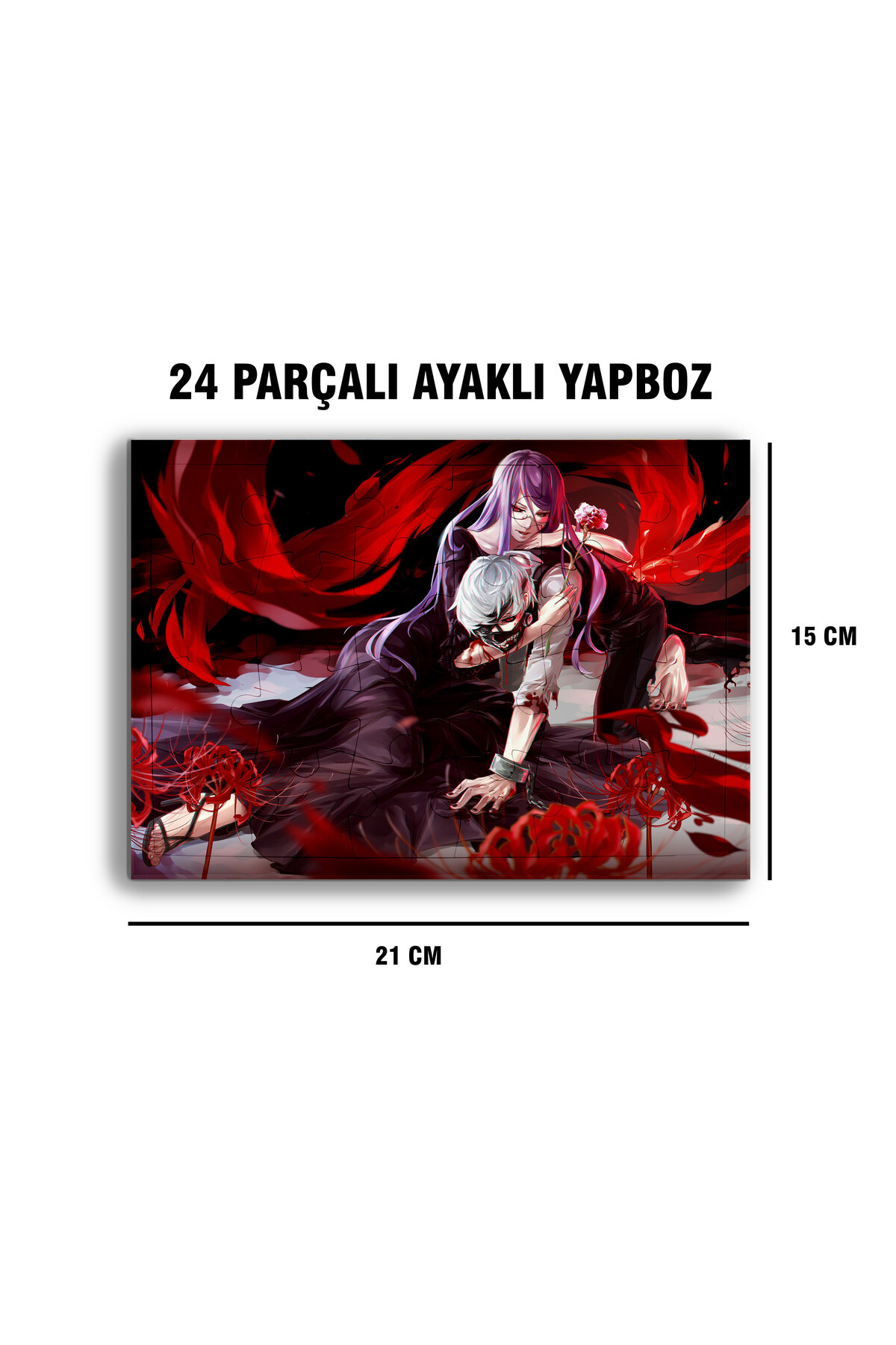 Tokyo Ghoul Kaneki Ken - Rize Kamishiro Çerçeve Puzzle - A5 - 24 parçalı ayaklı yapboz
