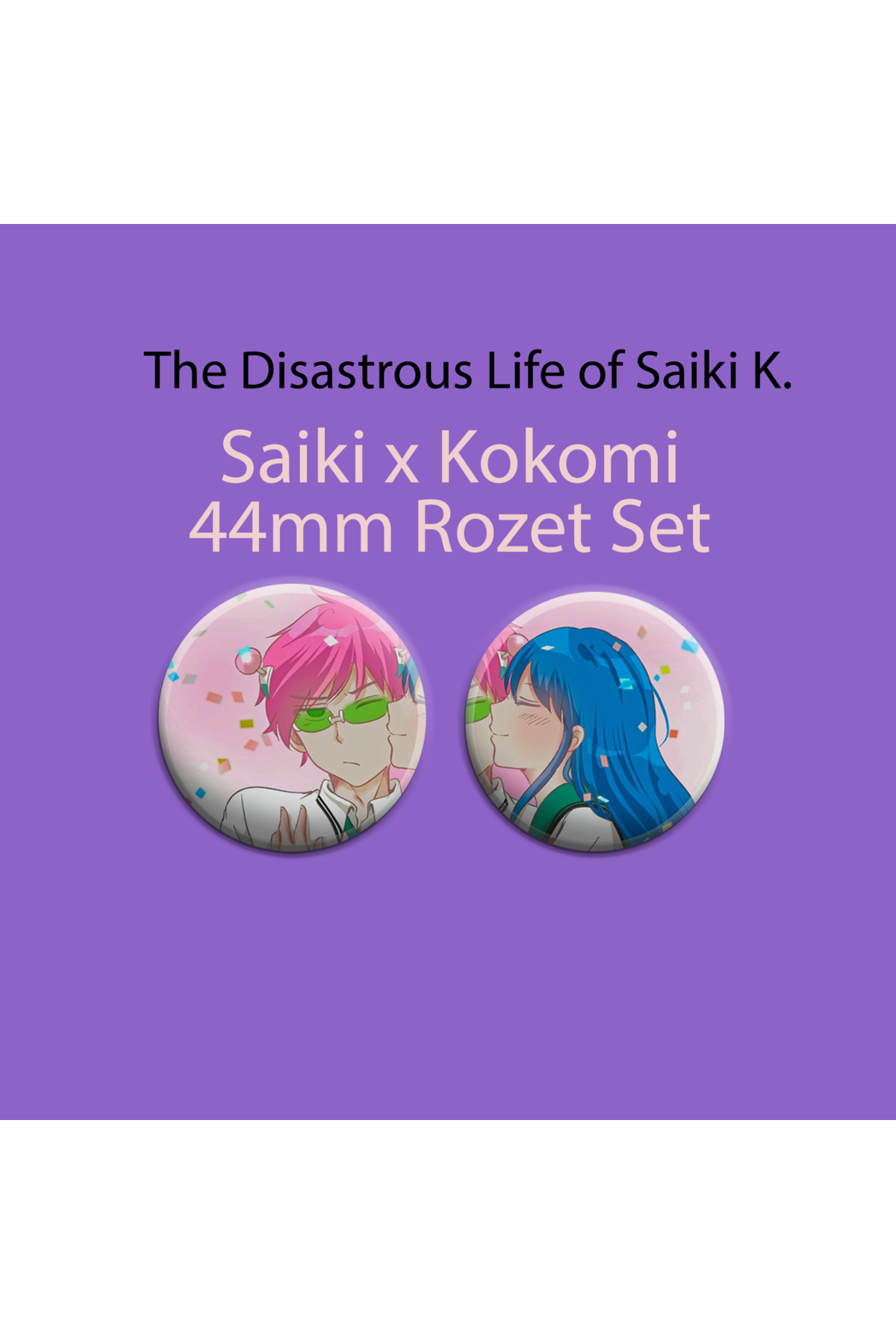 Saiki Kusuo no Psi-nan 2 Adet 44mm buton rozet - Anime rozet