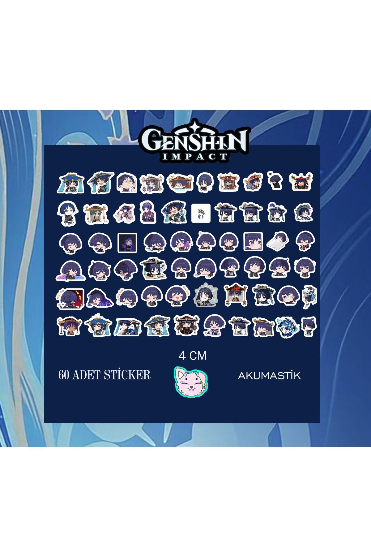 Genshin Impact - Scaramouche Wandarer Sticker Seti 60 Adet - Anime Sticker - Parlak Sticker