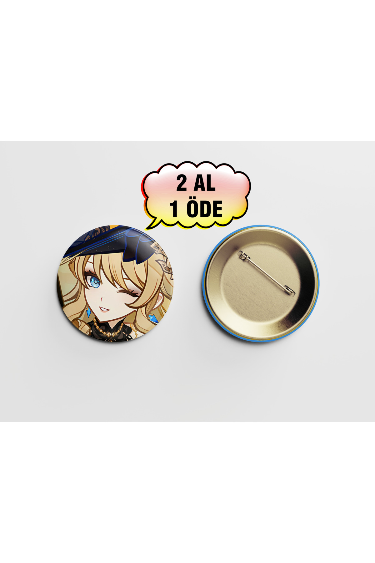 Genshin Navia 1 adet 44mm Arkası İğneli Buton Rozet - Anime