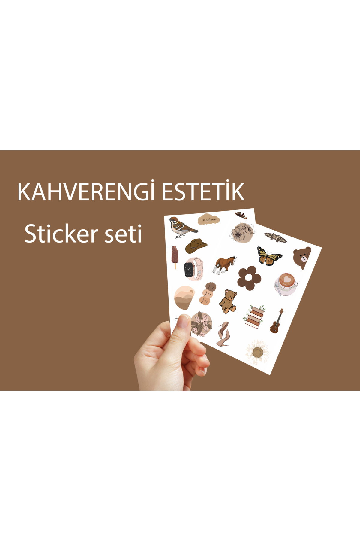 Vsco Kahverengi Brown Aesthetic Planner Bullet Journal Laptop Sticker Set 3,5cm - 30 adet