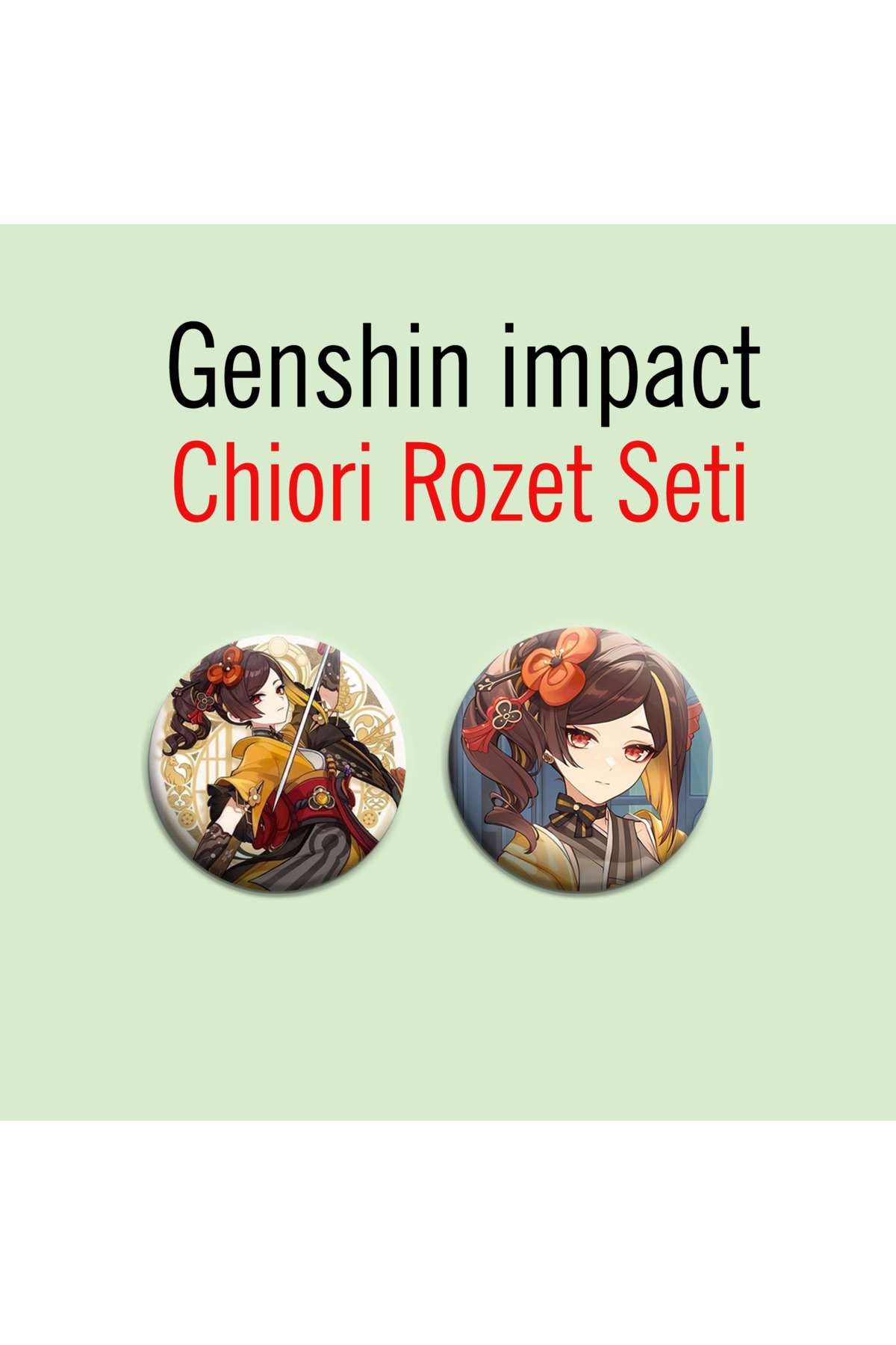Genshin impact Chiori 2li Çanta Süsü Rozet-İğneli Buton Rozet Seti