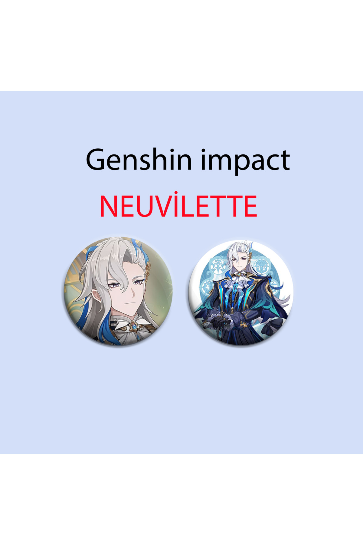Genshin impact Neuvilette 2li Çanta Süsü Rozet-İğneli Buton Rozet Seti
