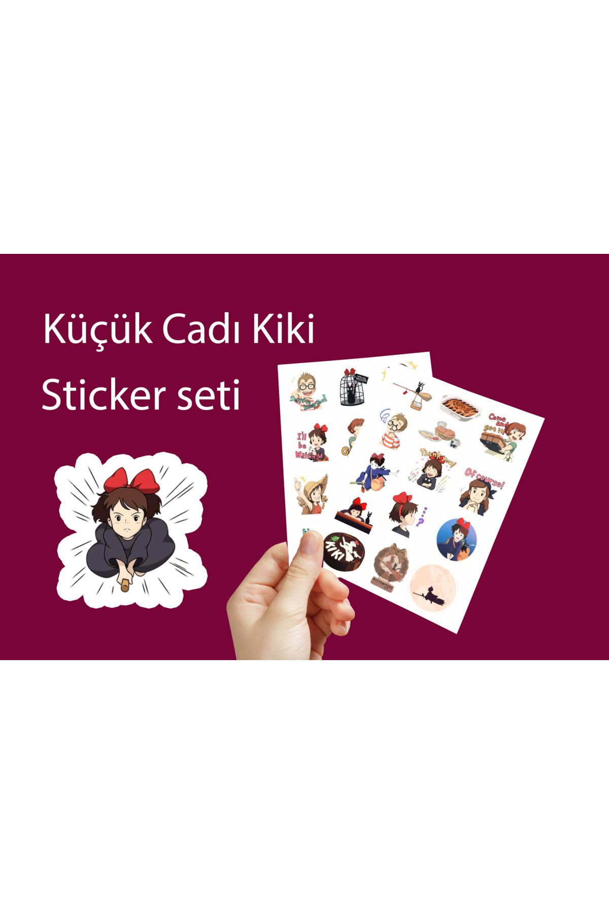 Küçük Cadı Kiki Sticker Seti adet sticker 3,5 cm - Studio Ghibli Sticker seti