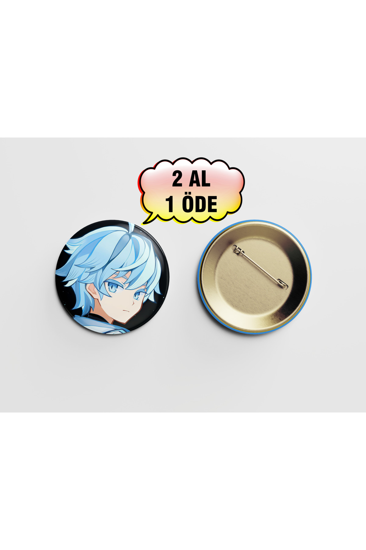 Genshin Chongyun 1 adet 44mm Arkası İğneli Buton Rozet - Anime