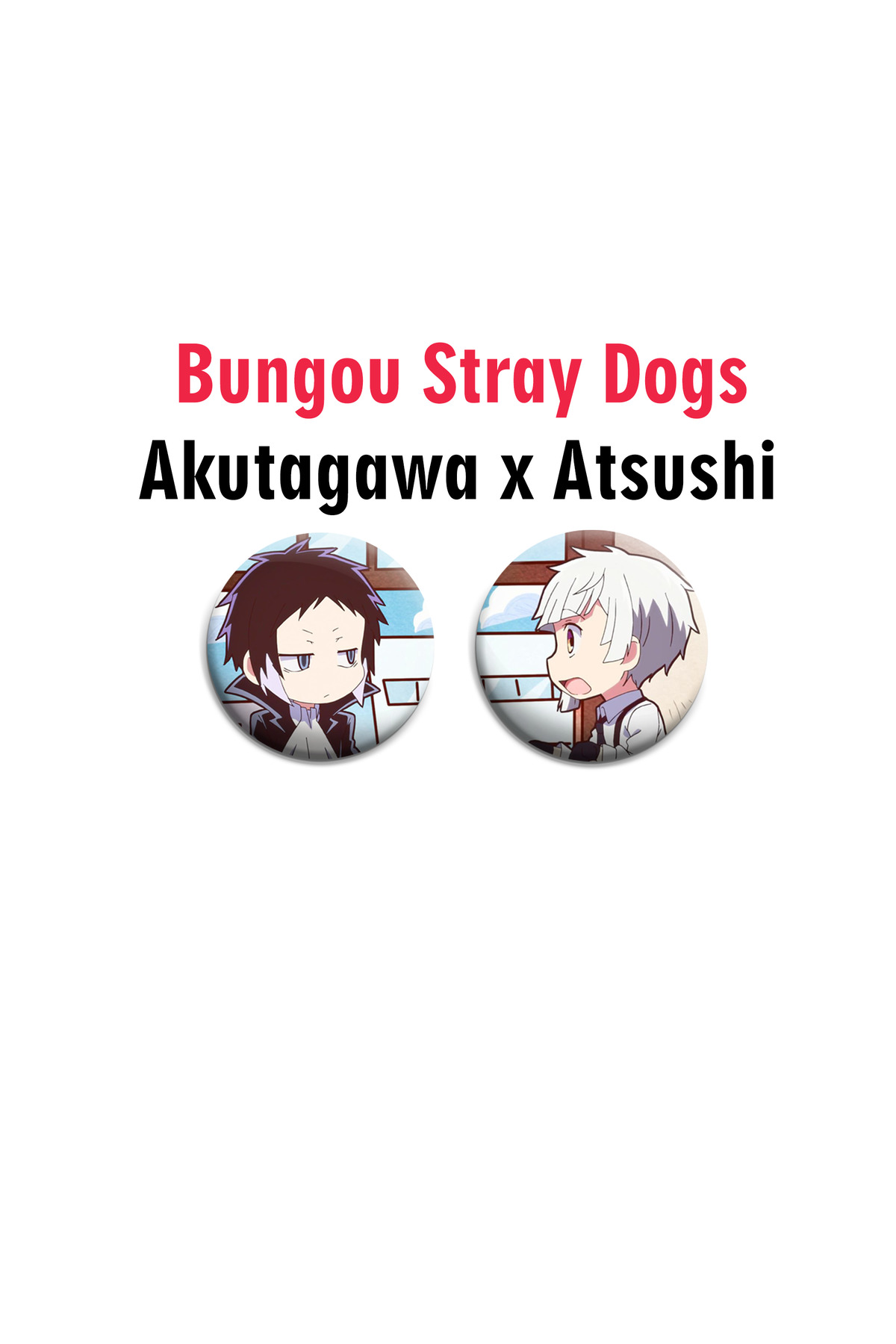 Bungou Stray Dogs Akutagawa X Atsushi 2 adet rozet set -İğneli Buton Rozet Seti