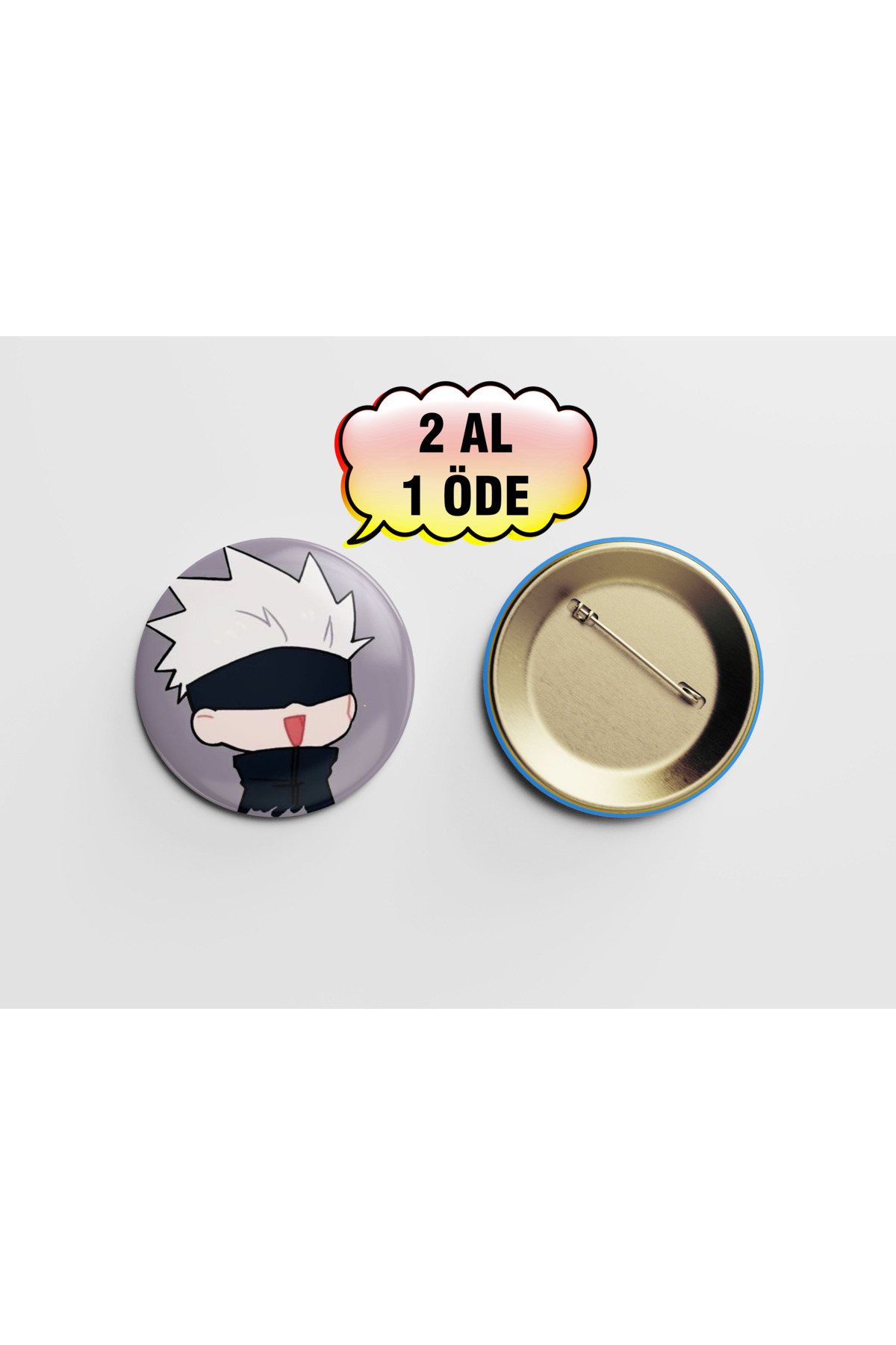Jujutsu Kaisen Satoru Gojo Sevimli 1 adet 44mm Arkası İğneli Buton Rozet