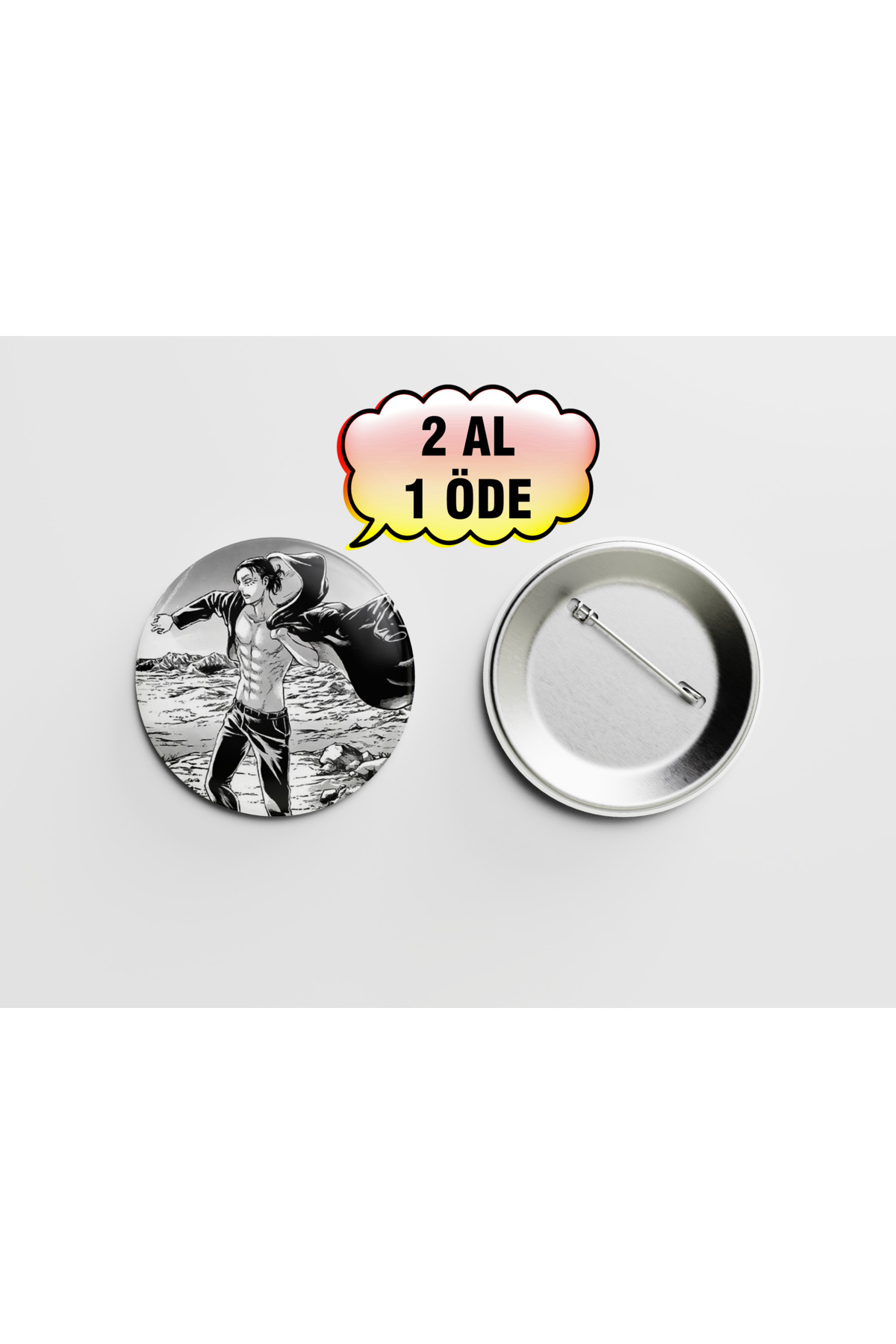 Attack On Titan Eren Jaegar 4. Sezon 44mm İğneli buton Rozet- Anime Çanta Süsü