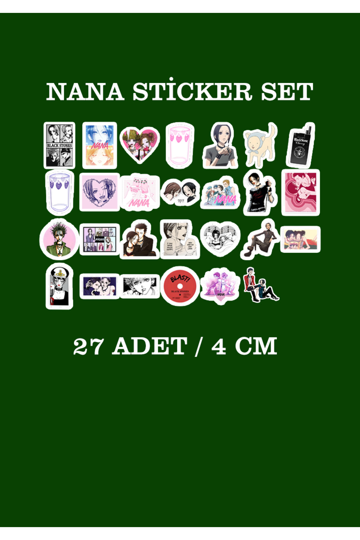 Nana Hachi Sticker seti 27 adet - Anime Sticker - Parlak Sticker