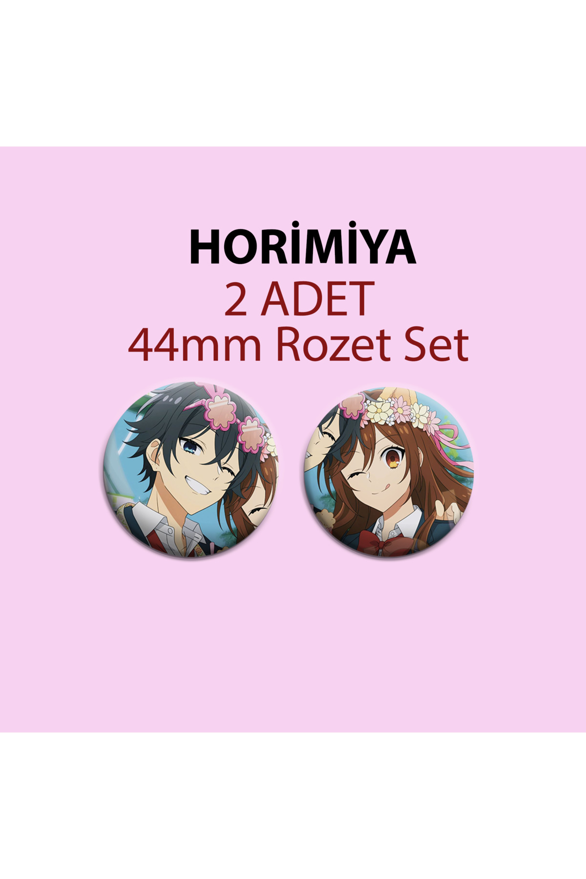Horimiya miyamura izumi ve Kyouko Hori 2 adet 44m buton rozet - İĞNELİ ANİME ROZET