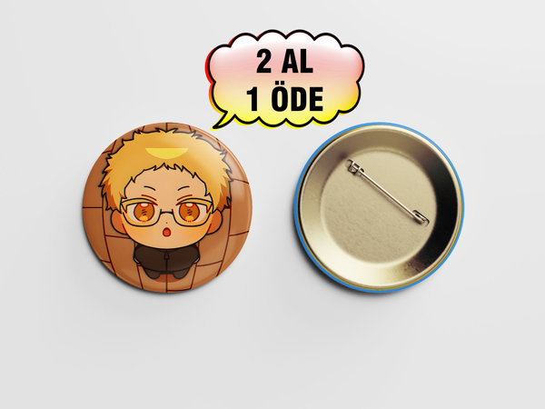 Haikyuu! Kei Tsukishima 44mm İğneli Rozet Çanta Süsü Aksesuar -anime