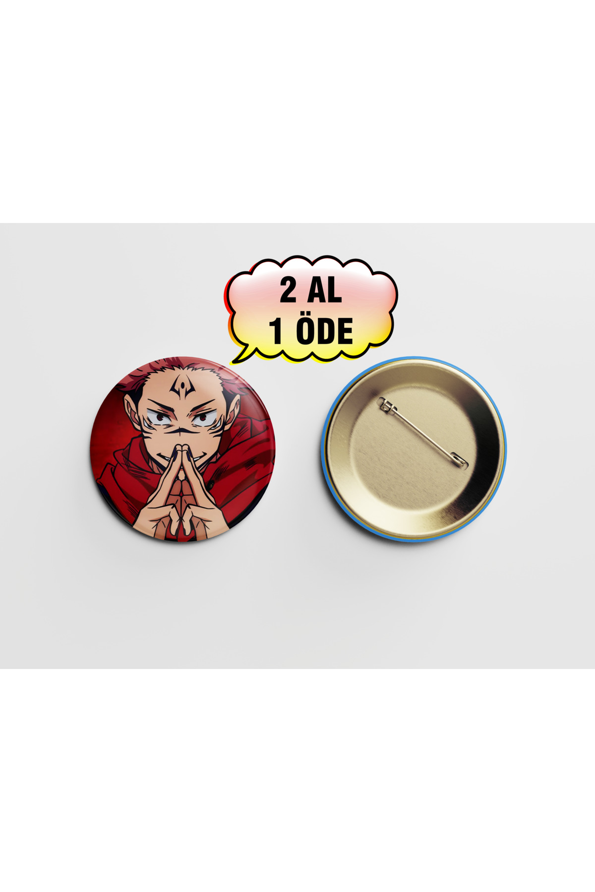 Jujutsu Kaisen Ryomen Sukuna 1 adet 44mm Arkası İğneli Buton Rozet - Anime