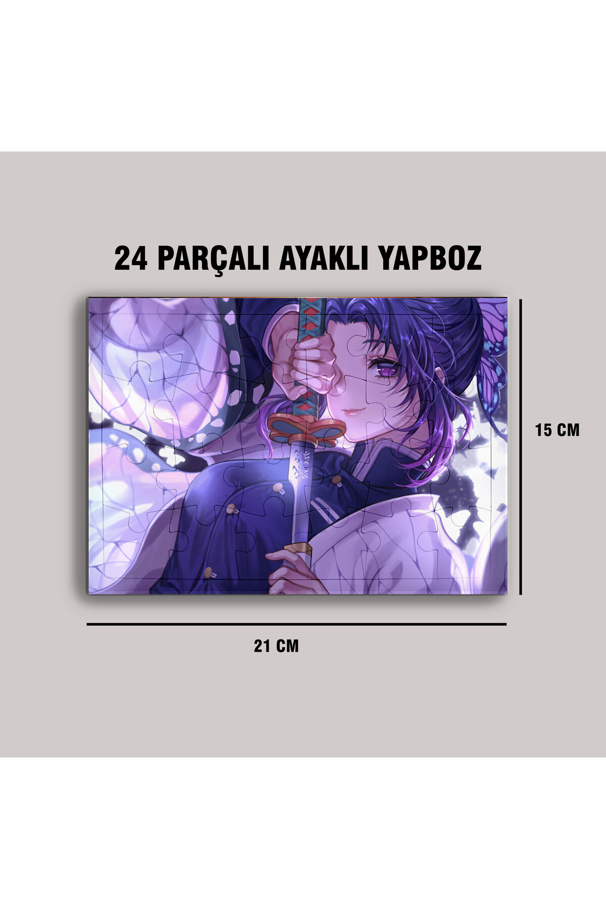 Demon Slayer Shinobu Kocho Çerçeve Puzzle - A5 - 24 parçalı ayaklı yapboz