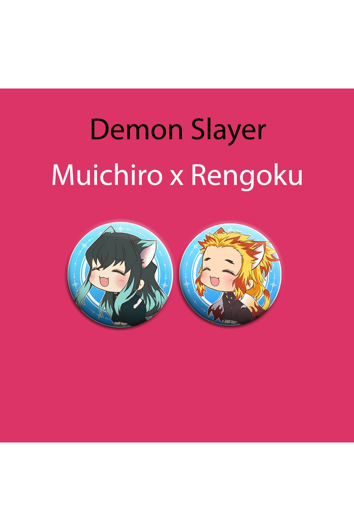 Demon Slayer Muichiro x Rengoku 2 adet rozet set -İğneli Buton Rozet Seti