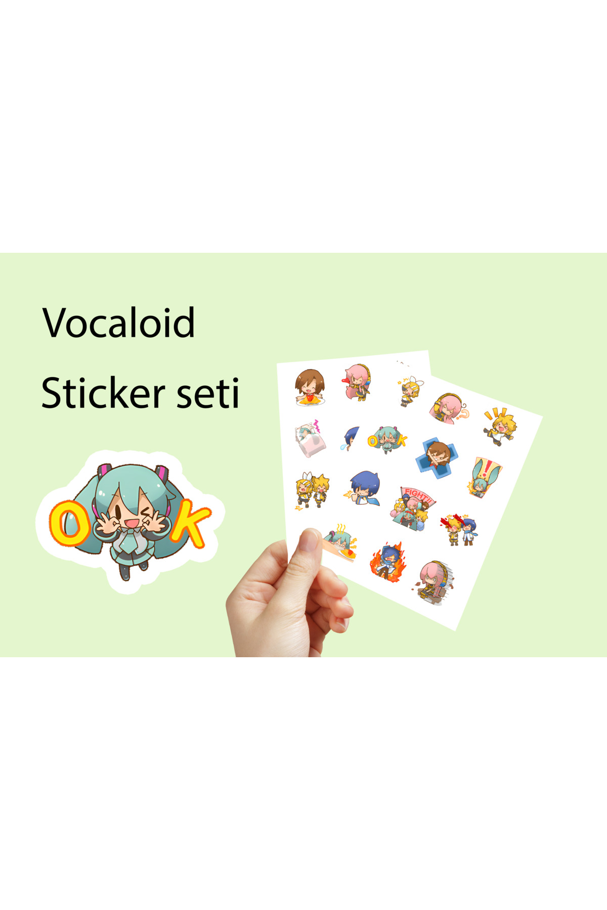 Vocaloid Hatsune Miku Sticker set 3,5cm 24 adet - Anime sticker