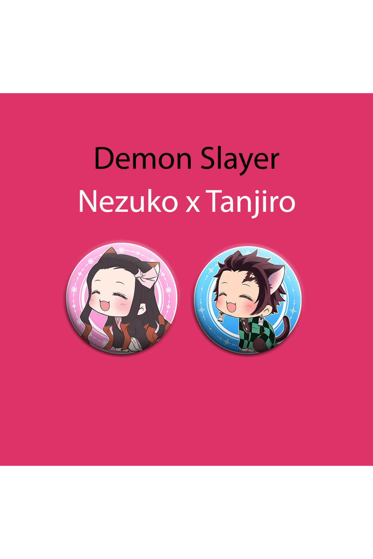 Demon Slayer Nezuko x Tanjiro 2 adet rozet set -İğneli Buton Rozet Seti