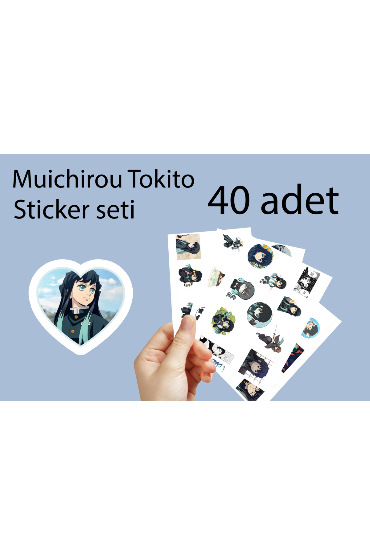 Demon Slayer ( İblis Keser) Muichiro Tokito Sticker etiket - 40 adet sticker