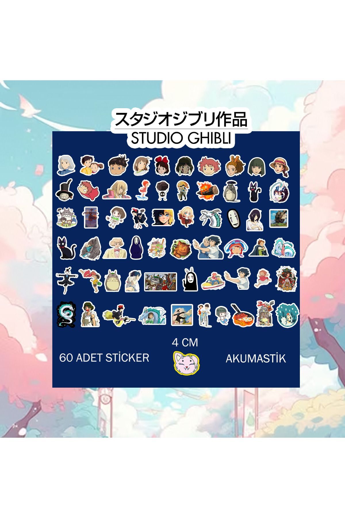 Studio Ghibli Sticker seti 60 adet - Anime sticker - Parlak sticker