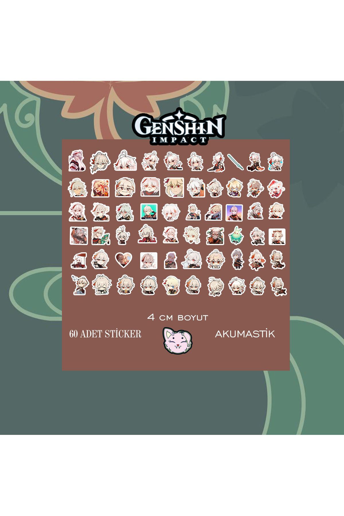 Genshin Impact - Kazuha Sticker Seti 60 Adet - Anime Sticker - Parlak Sticker