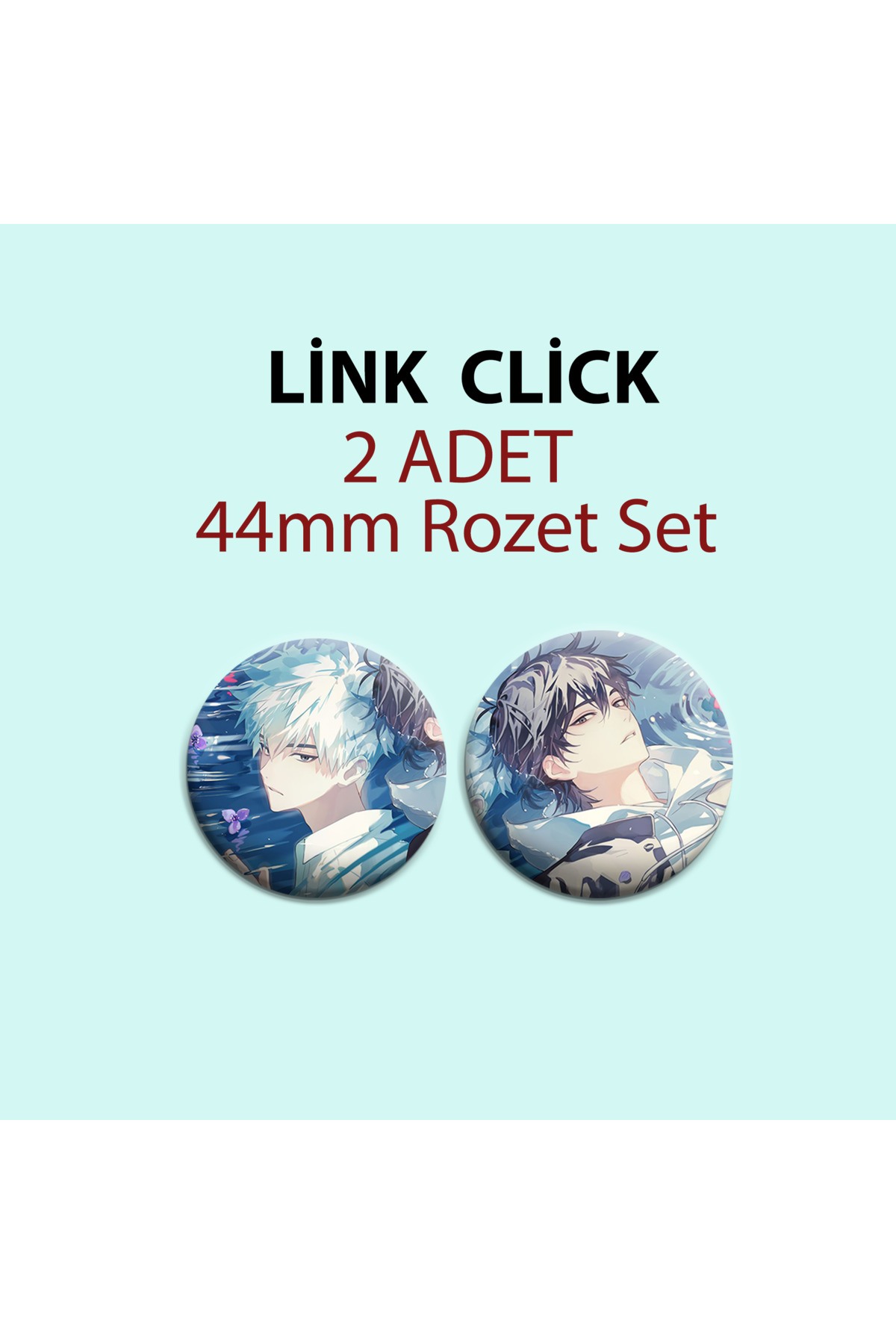 Link Click Cheng Xiaoshi ve Lu Guang 2 adet 44mm İğneli Buton rozet