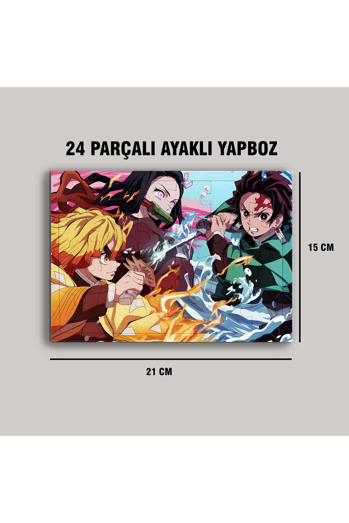 Demon Slayer Nezuko Tanjiro Zenitsu Çerçeve Puzzle - A5 - 24 parçalı ayaklı yapboz