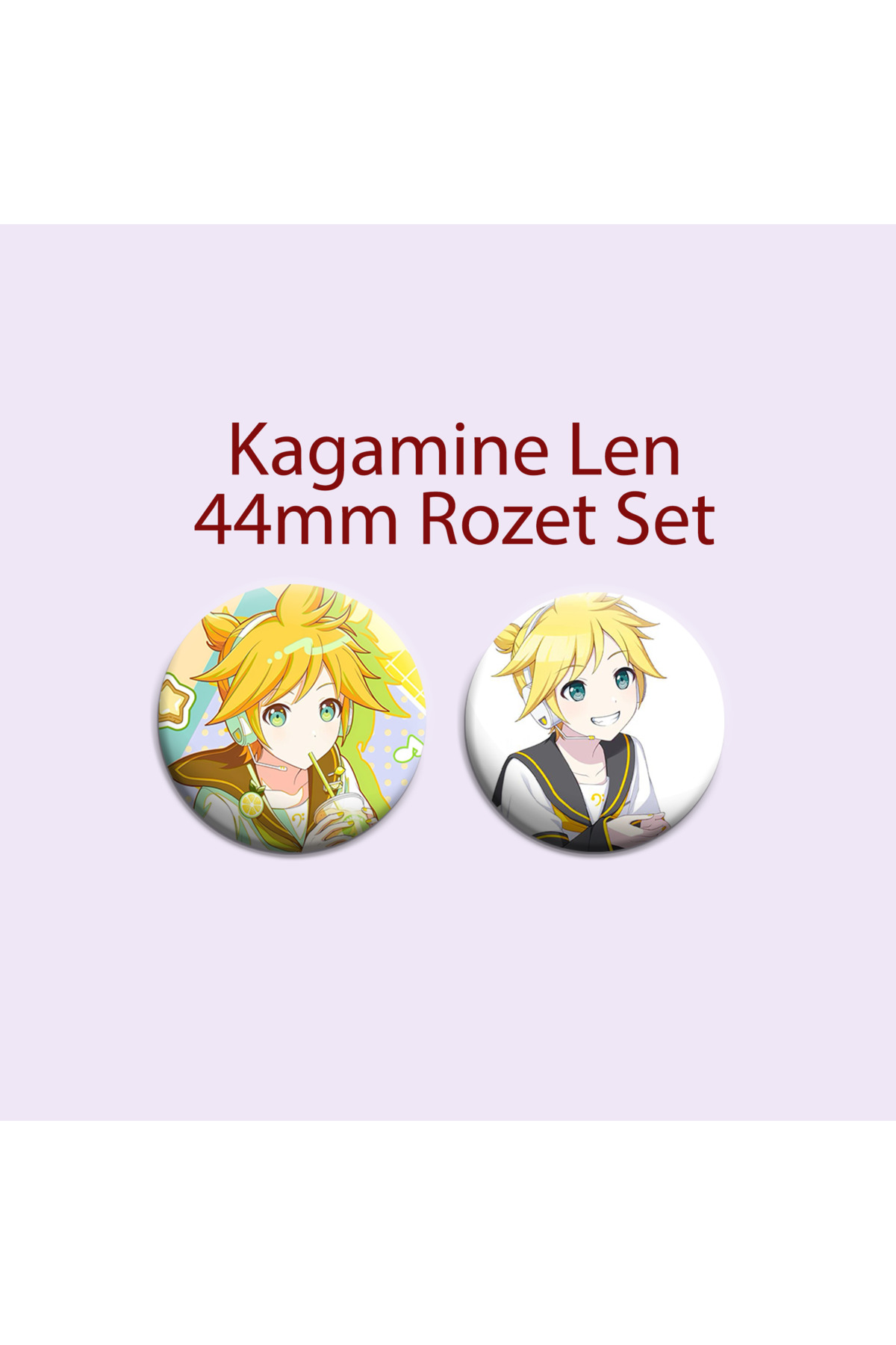 Vocaloid Kagamine Len 2 Adet 44mm buton rozet - Hatsune Mİku