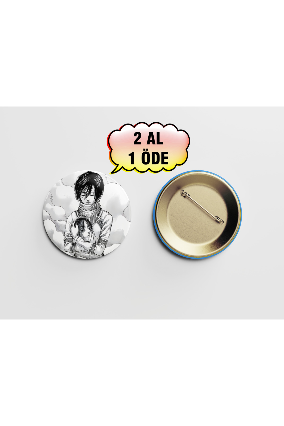 Attack on titan 4. sezon mikasa ackermann - eren jaegar 44mm buton rozet