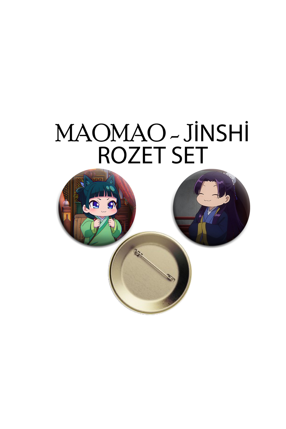 The Apothecary Diaries MaoMao ve Jinshi 2 adet Rozet Seti 44MM - İğneli Buton Rozet