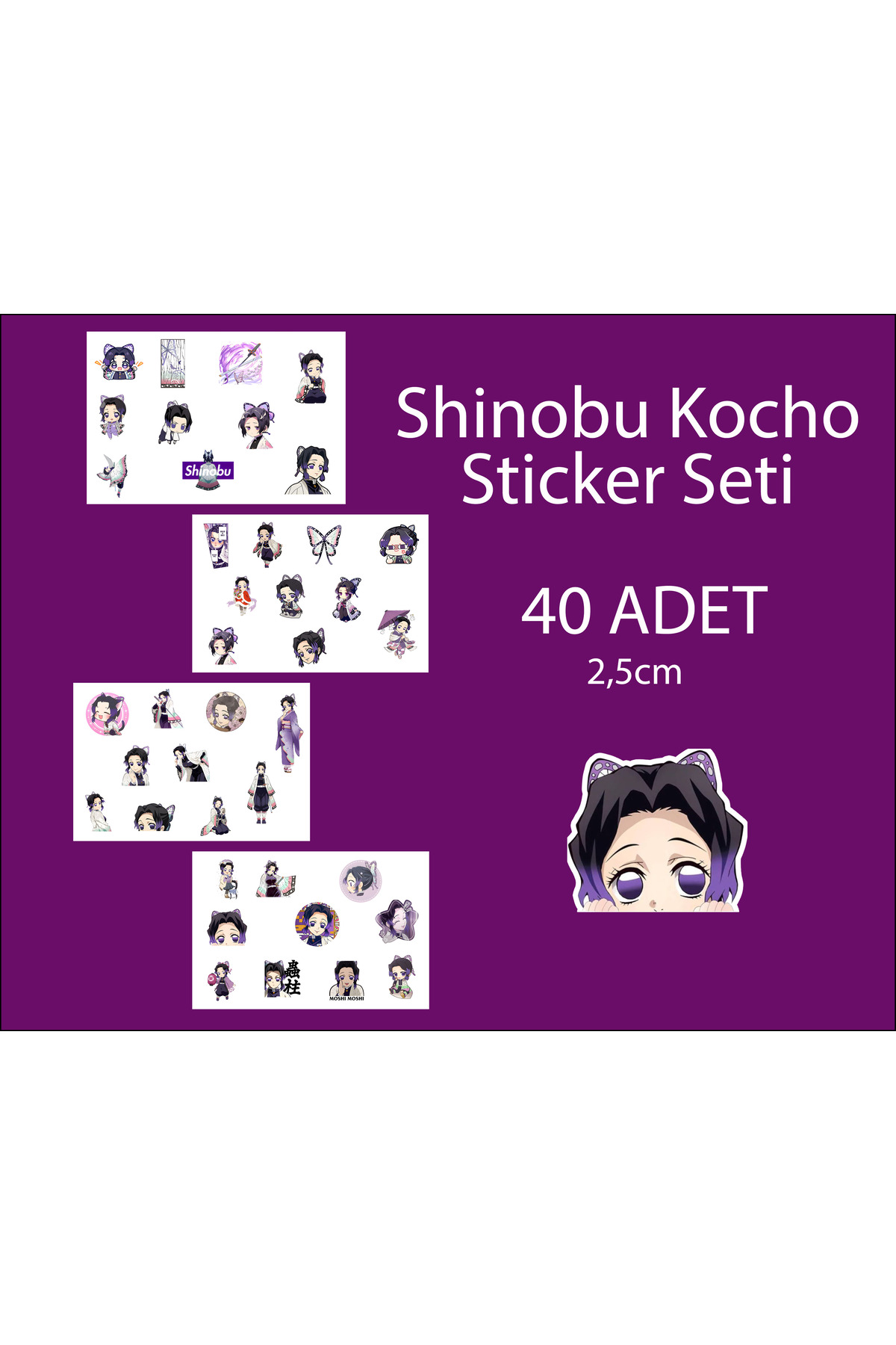 Demon Slayer ( İblis Keser) Shinobu Kocho Sticker etiket - 40 adet sticker