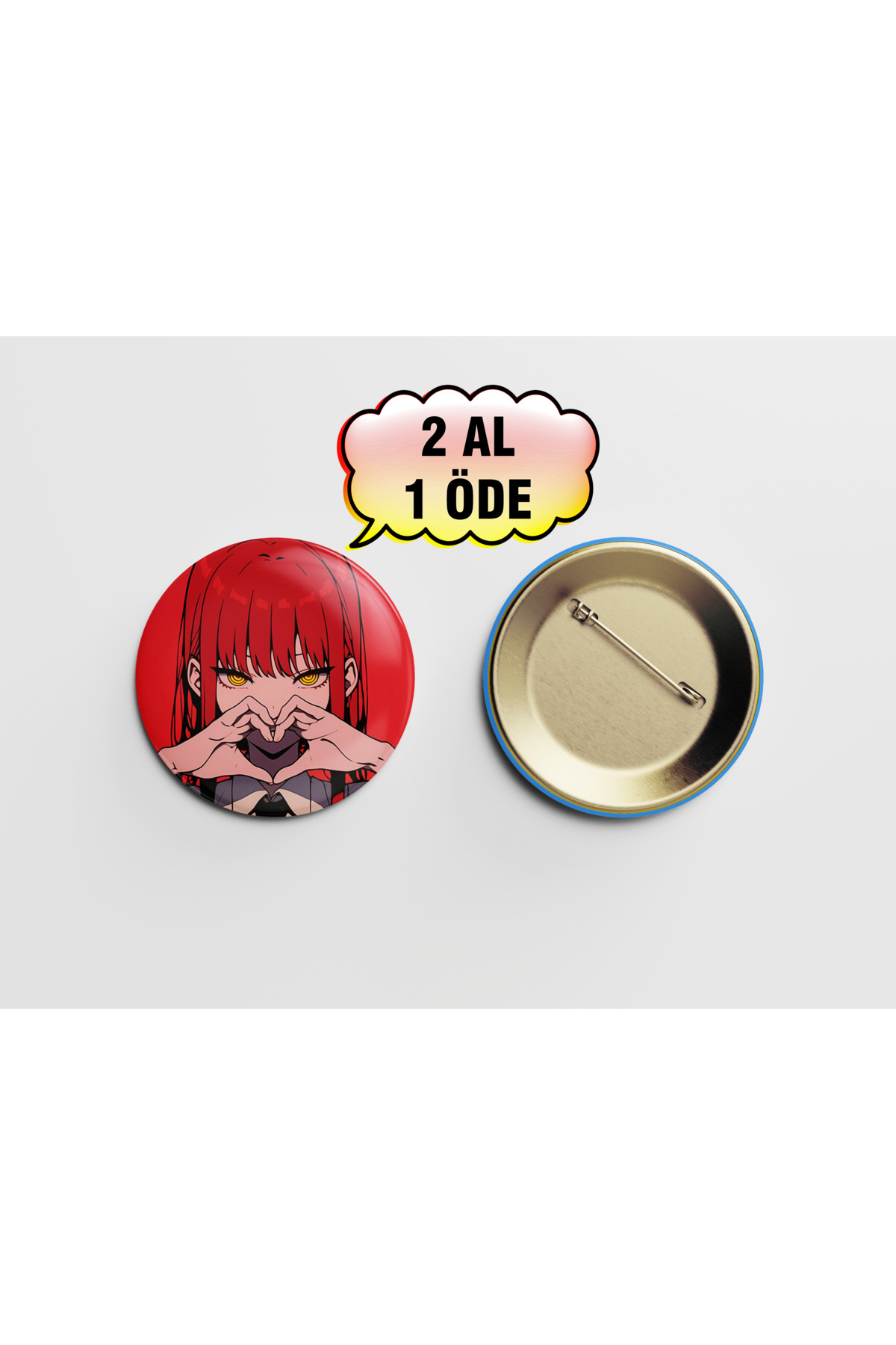 Chainsaw Man Makima 1 adet 44mm Arkası İğneli Buton Rozet - Anime
