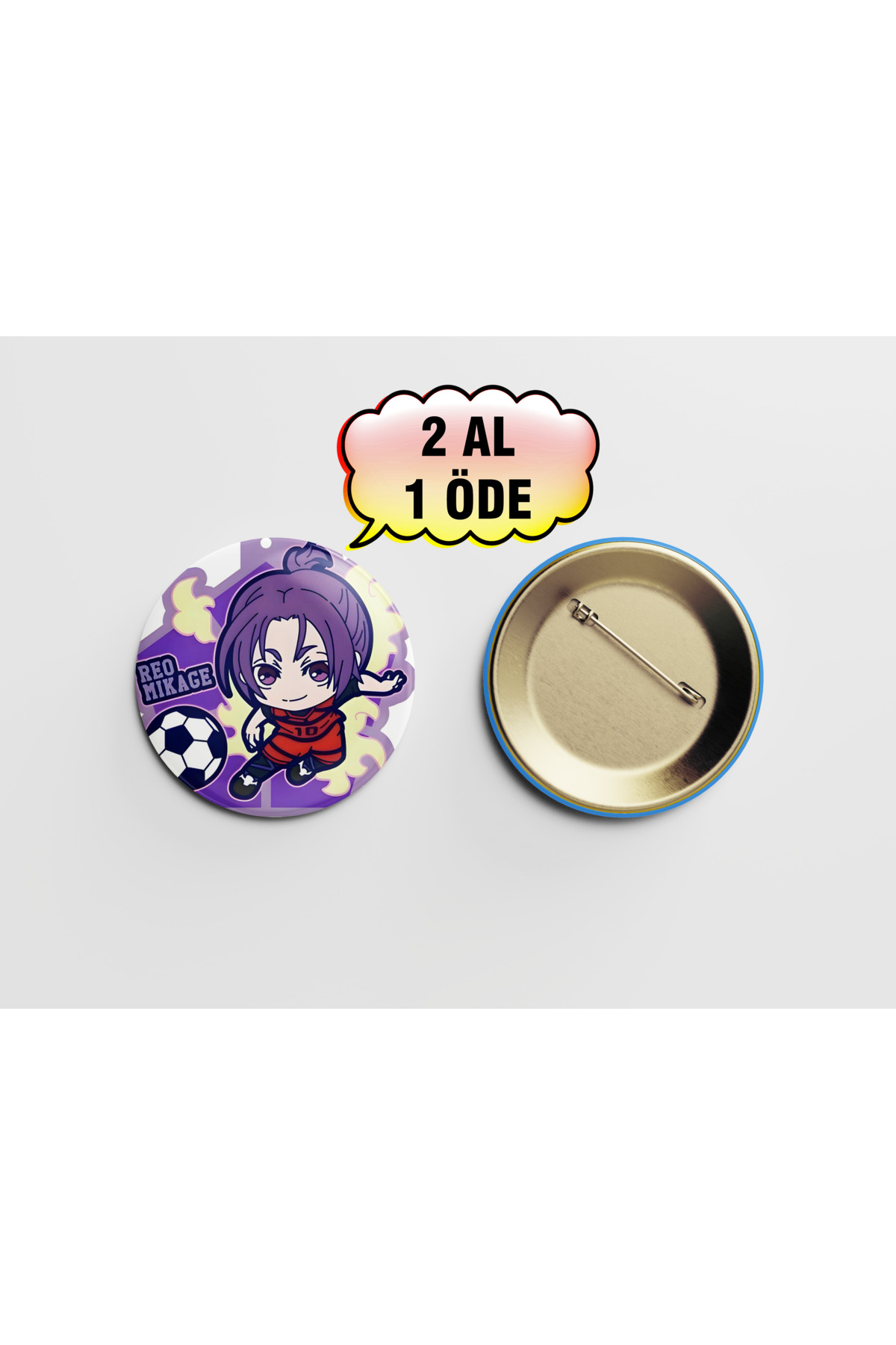 Blue Lock Reo Mikage 44mm İğneli Buton Rozet- Anime ROZET Çanta Aksesuarı