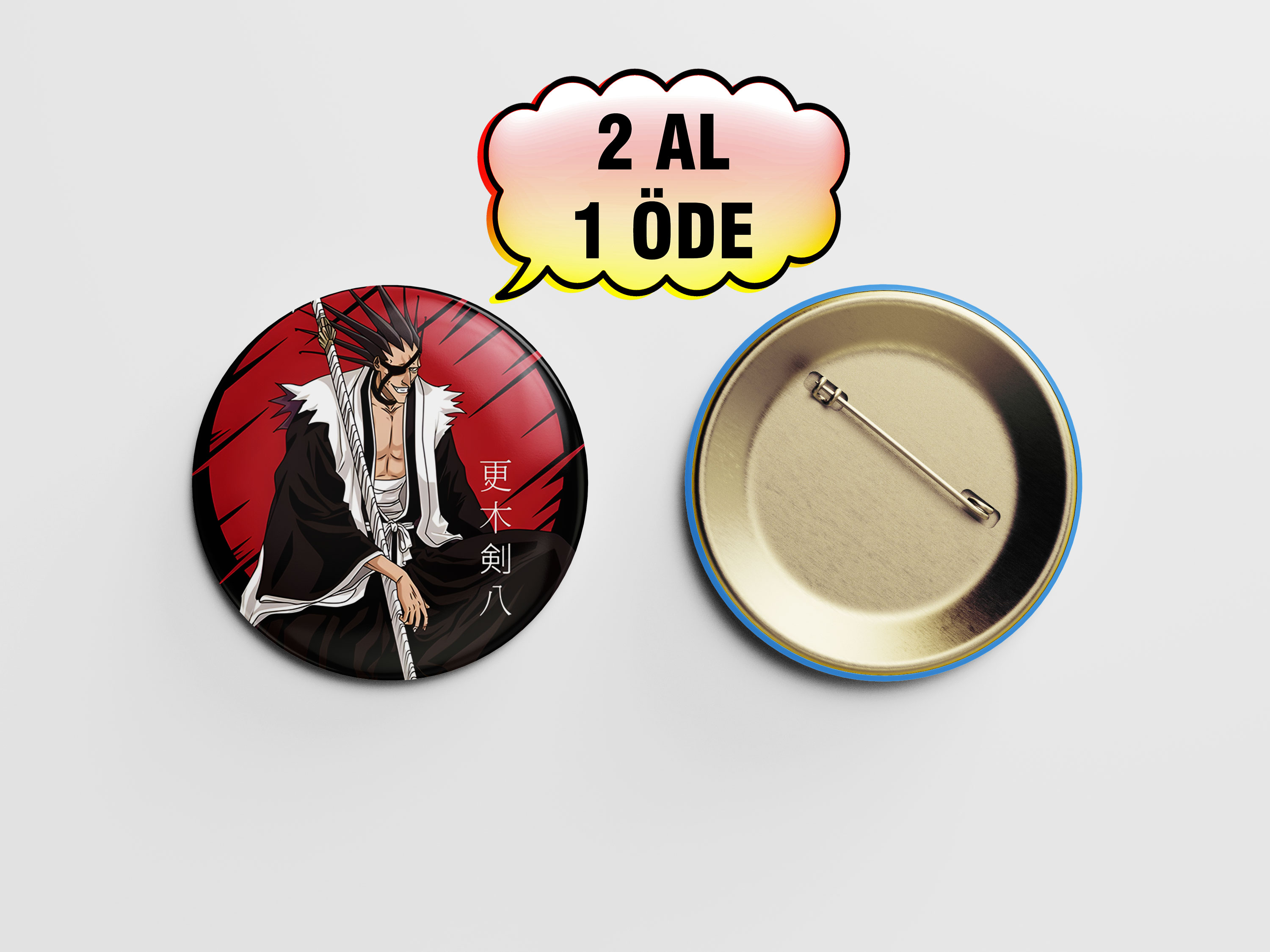Bleach Kenpachi Zaraki 1 adet 44mm Arkası İğneli Buton Rozet - Anime