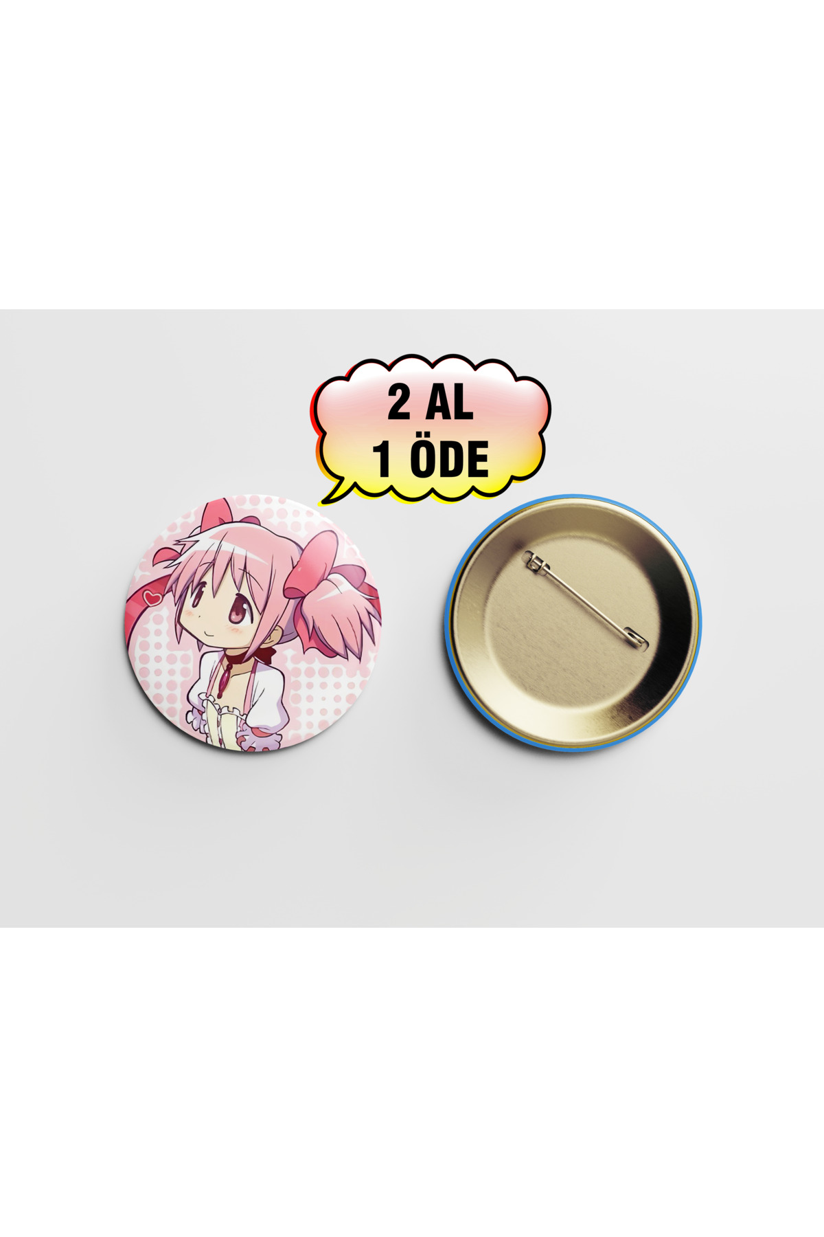Puella Magi Madoka Magica Madoka Kaname 1 adet 44mm Arkası İğneli Buton Rozet