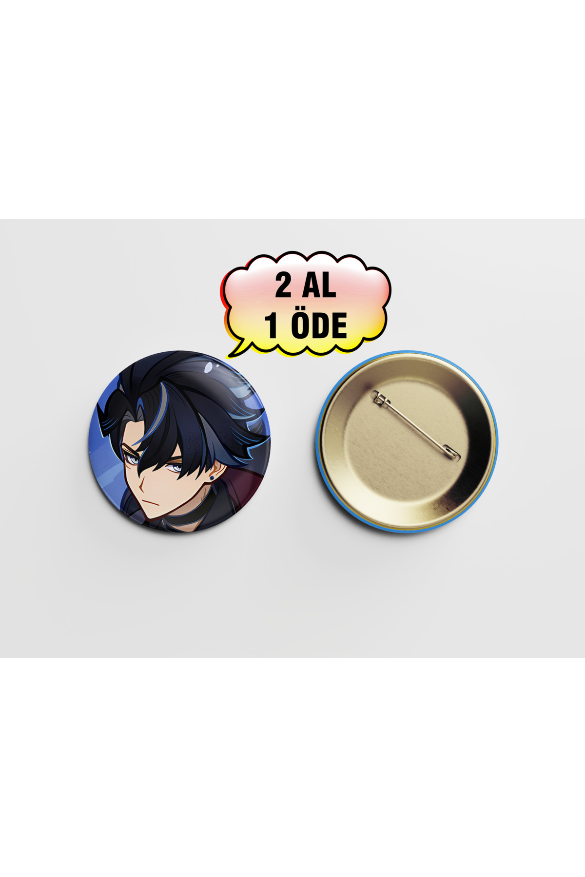 Genshin Wriothesley 1 adet 44mm Arkası İğneli Buton Rozet - Anime