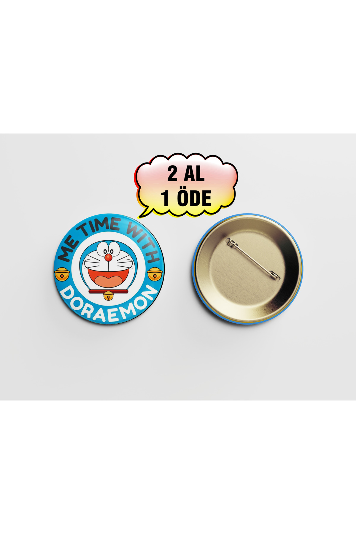 Doraemon 1 adet 44mm Arkası İğneli Buton Rozet- Anime Rozet
