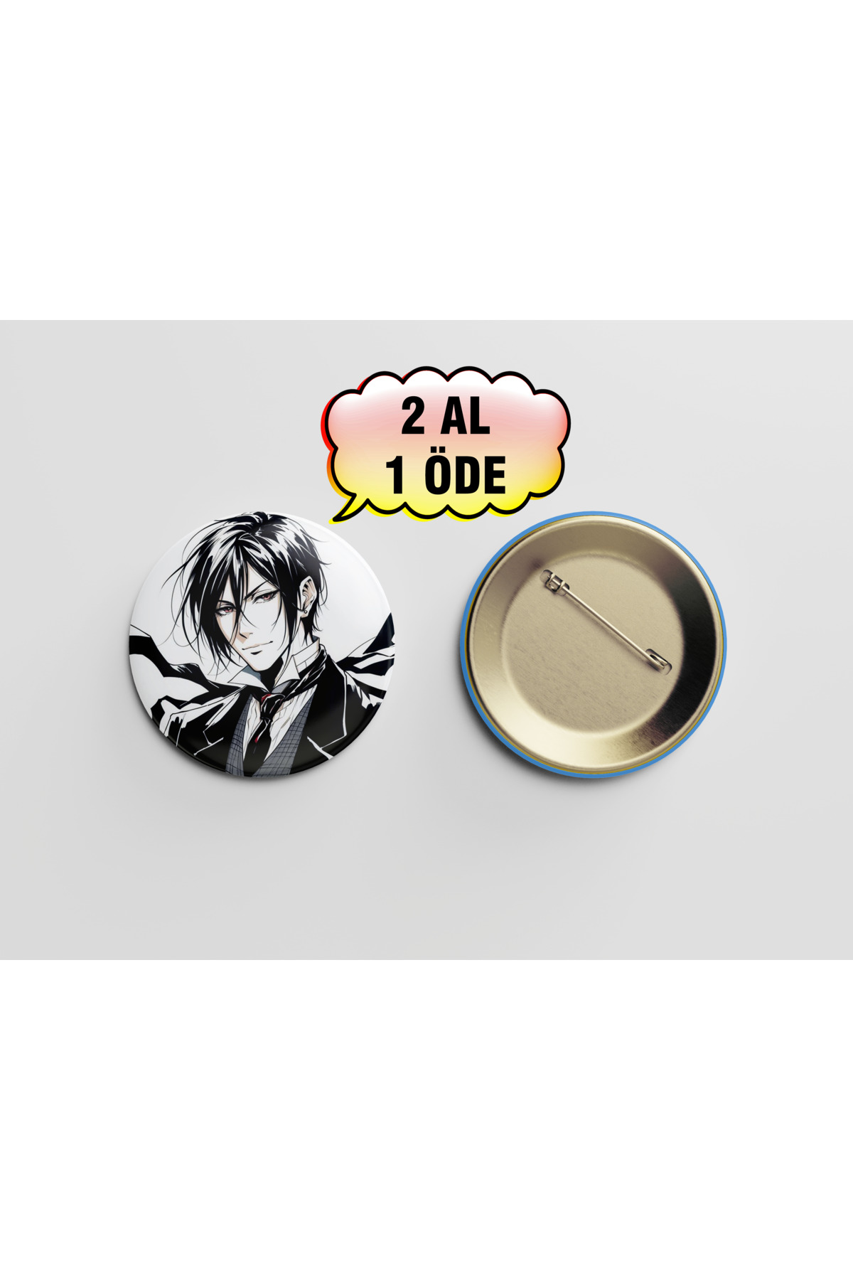 Black Butler Sebastian Michaelis 44mm İğneli Buton Rozet - Anime