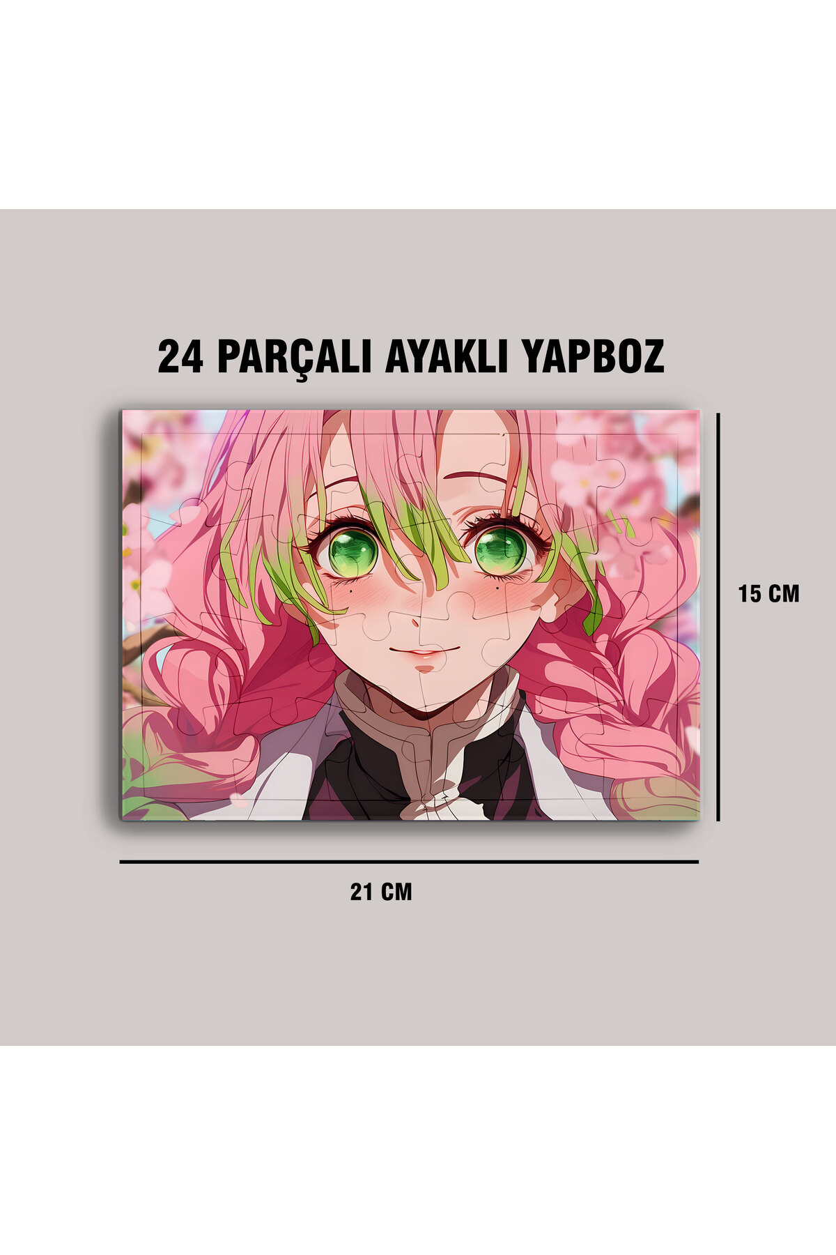 Demon Slayer Mitsuri Kanroji Çerçeve Puzzle - A5 - 24 parçalı ayaklı yapboz