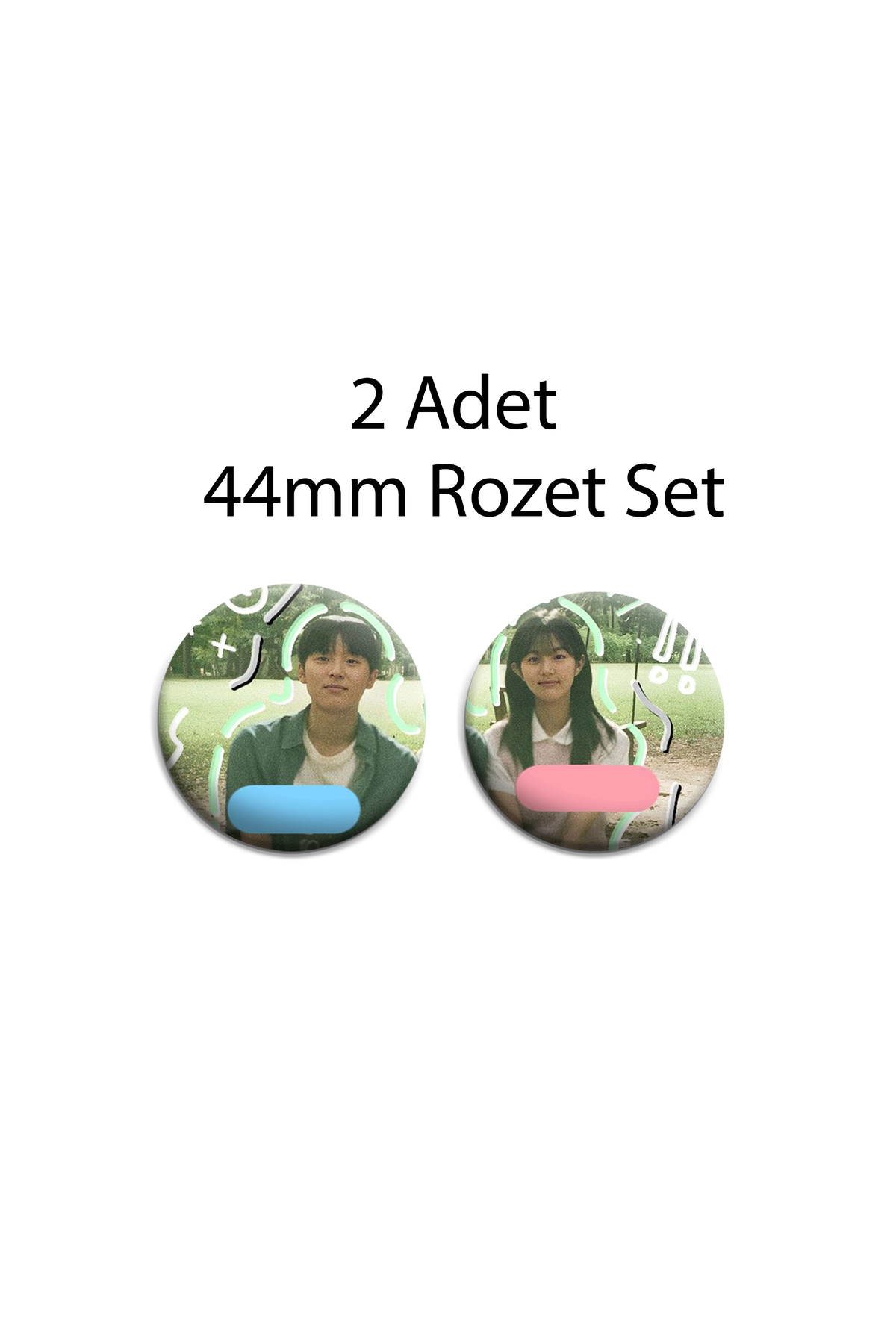 Twinkling Watermelon K-drama Yi chan x yoon cheong ah 2 adet 44mm rozet - İğneli Çanta Rozet