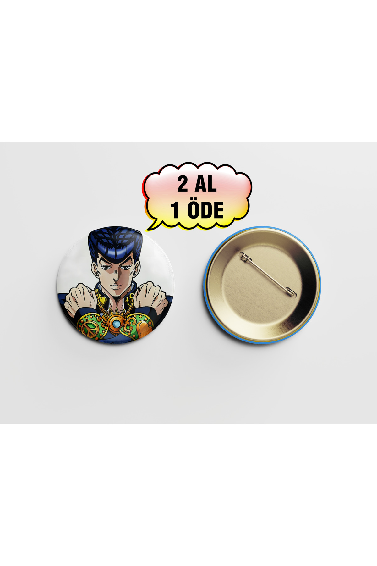 JoJo's Bizarre Adventure Josuke Higashikata 1 adet 44mm Arkası İğneli Buton Rozet - Anime çanta ro