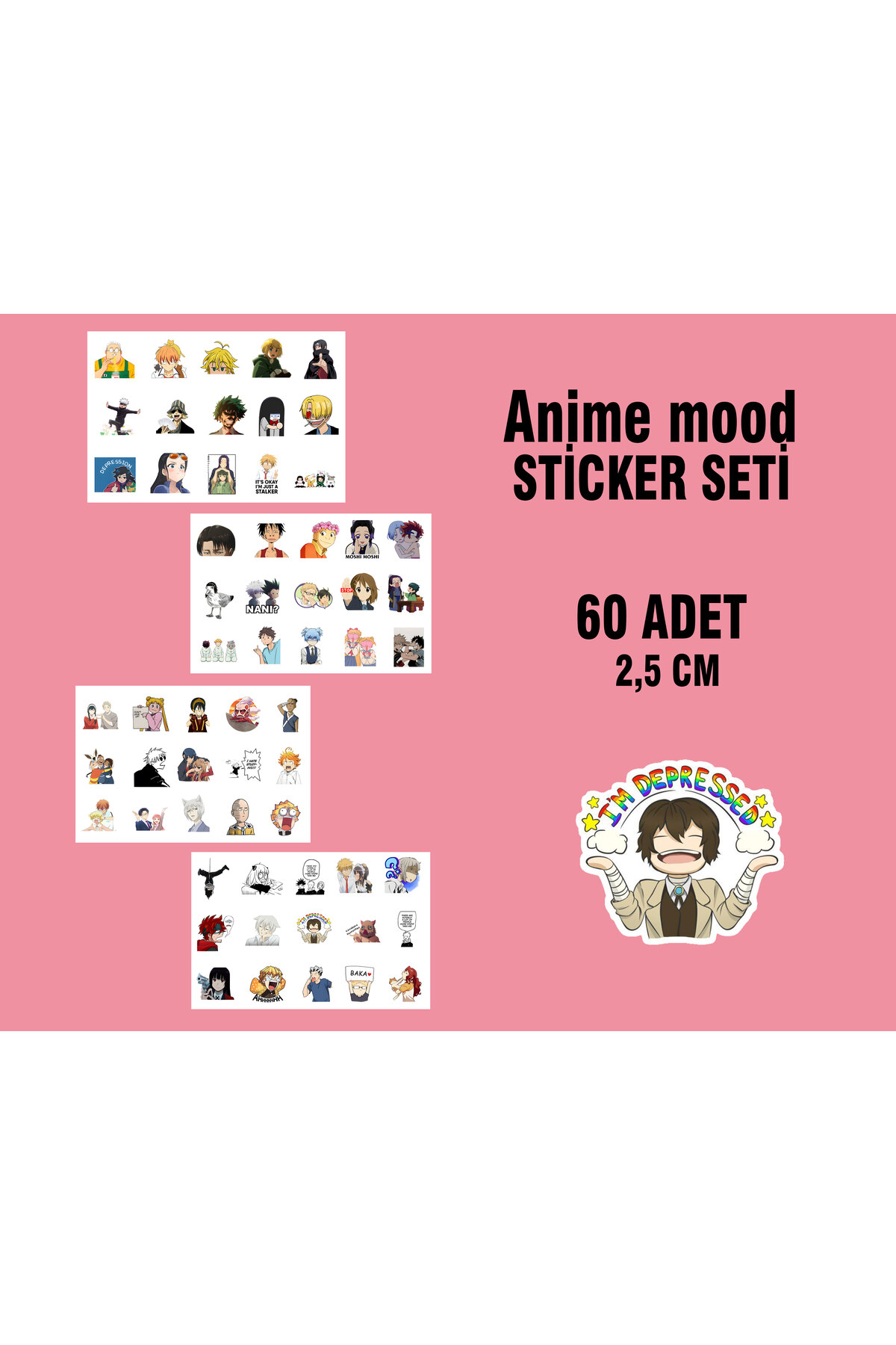 Anime Komik Mood Sticker etiket - 60 adet sticker