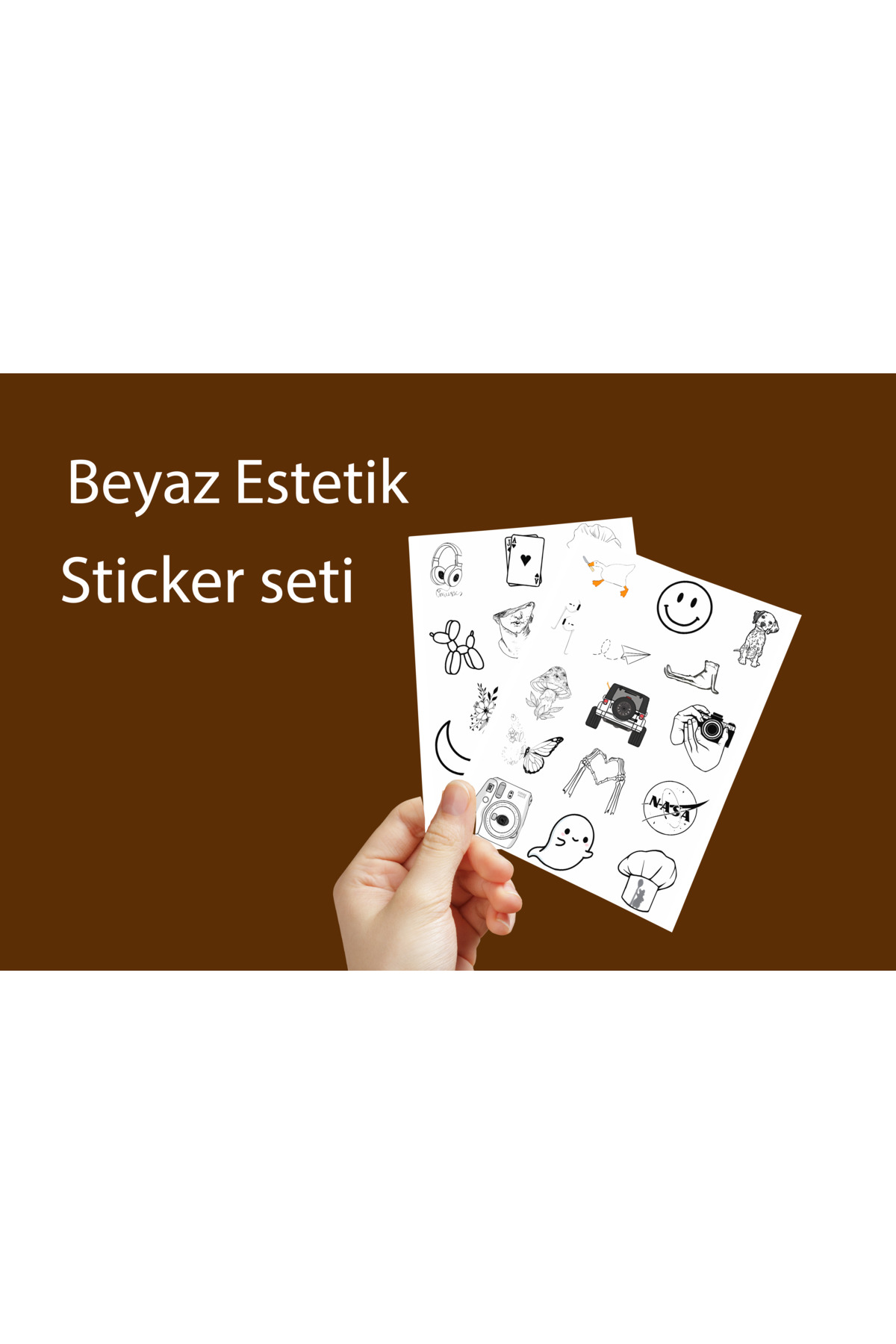 Vsco Beyaz White Aesthetic Planner Bullet Journal Laptop Sticker Set 3,5cm - 30 adet