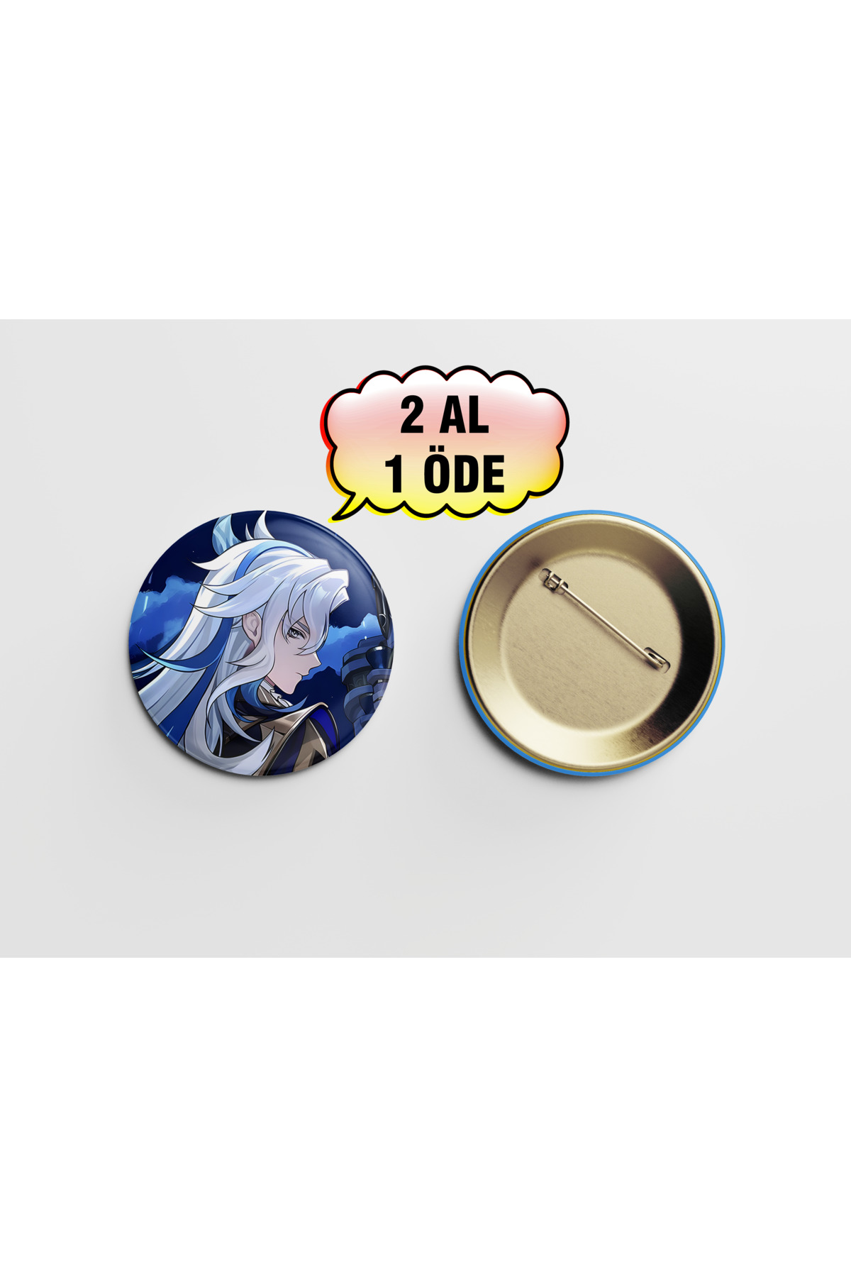 Genshin Neuvillette 1 Adet 44mm Buton Rozet - Anime Rozet
