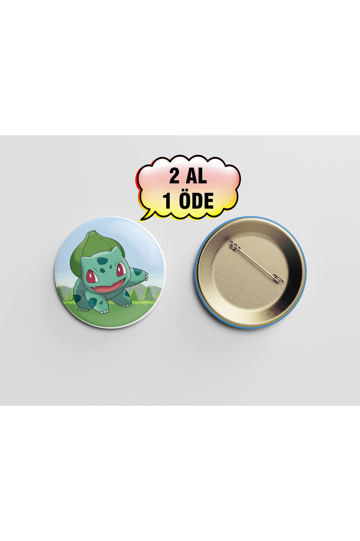 Pokemon Bulbasaur 44m İğneli Buton Rozet - Anime
