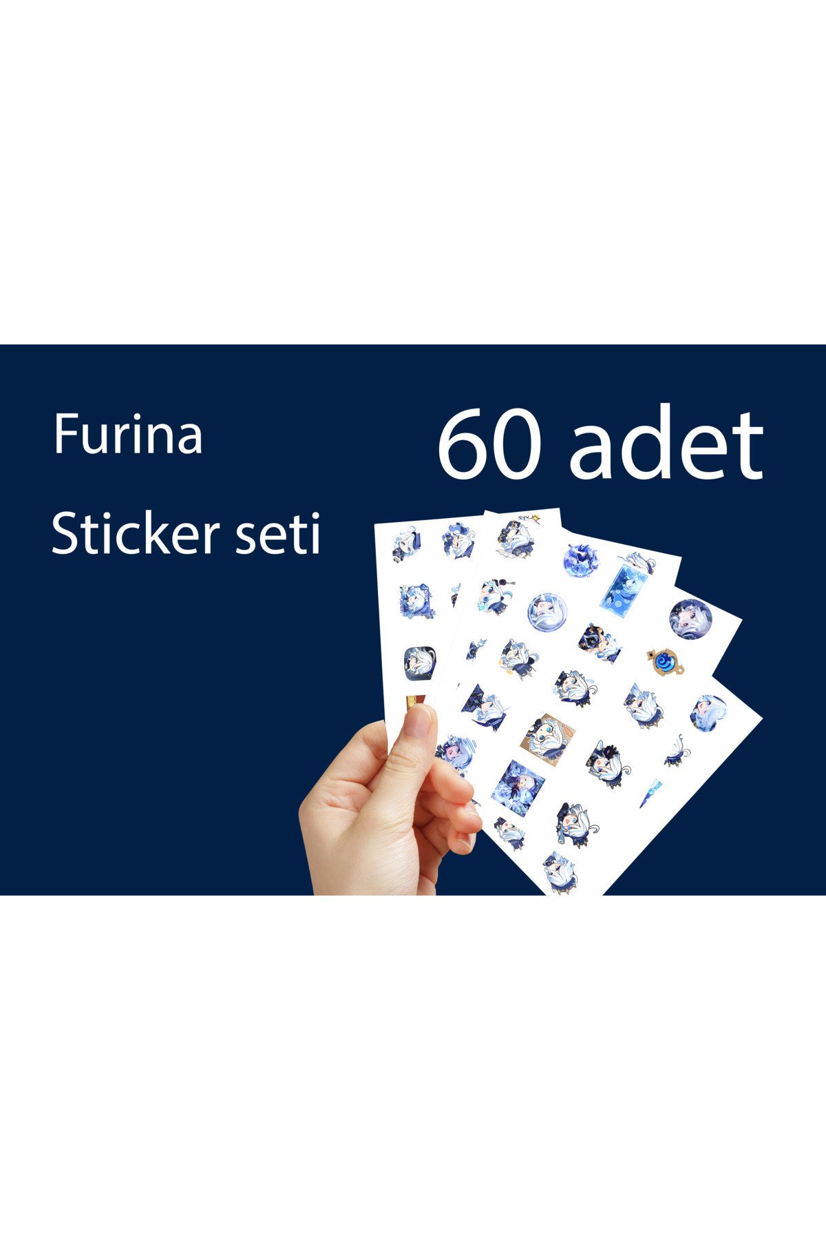 Genshin Furina 60 adet sticker seti -2cm - Anime sticker