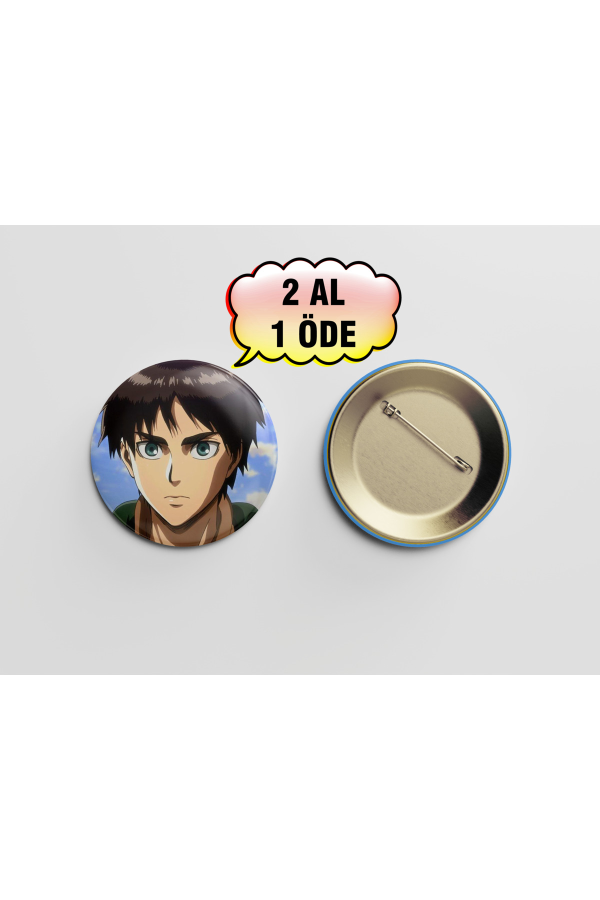 Attack On Titan Eren Jaegar 44mm İğneli buton Rozet- Anime Çanta Süsü