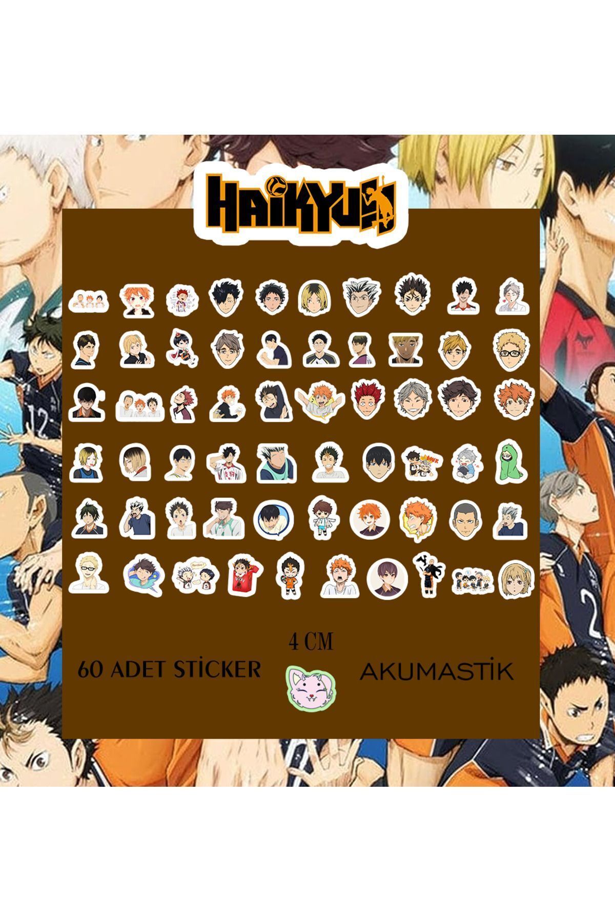 Haikyuu! Sticker Seti 60 Adet - Anime Sticker - Parlak Sticker