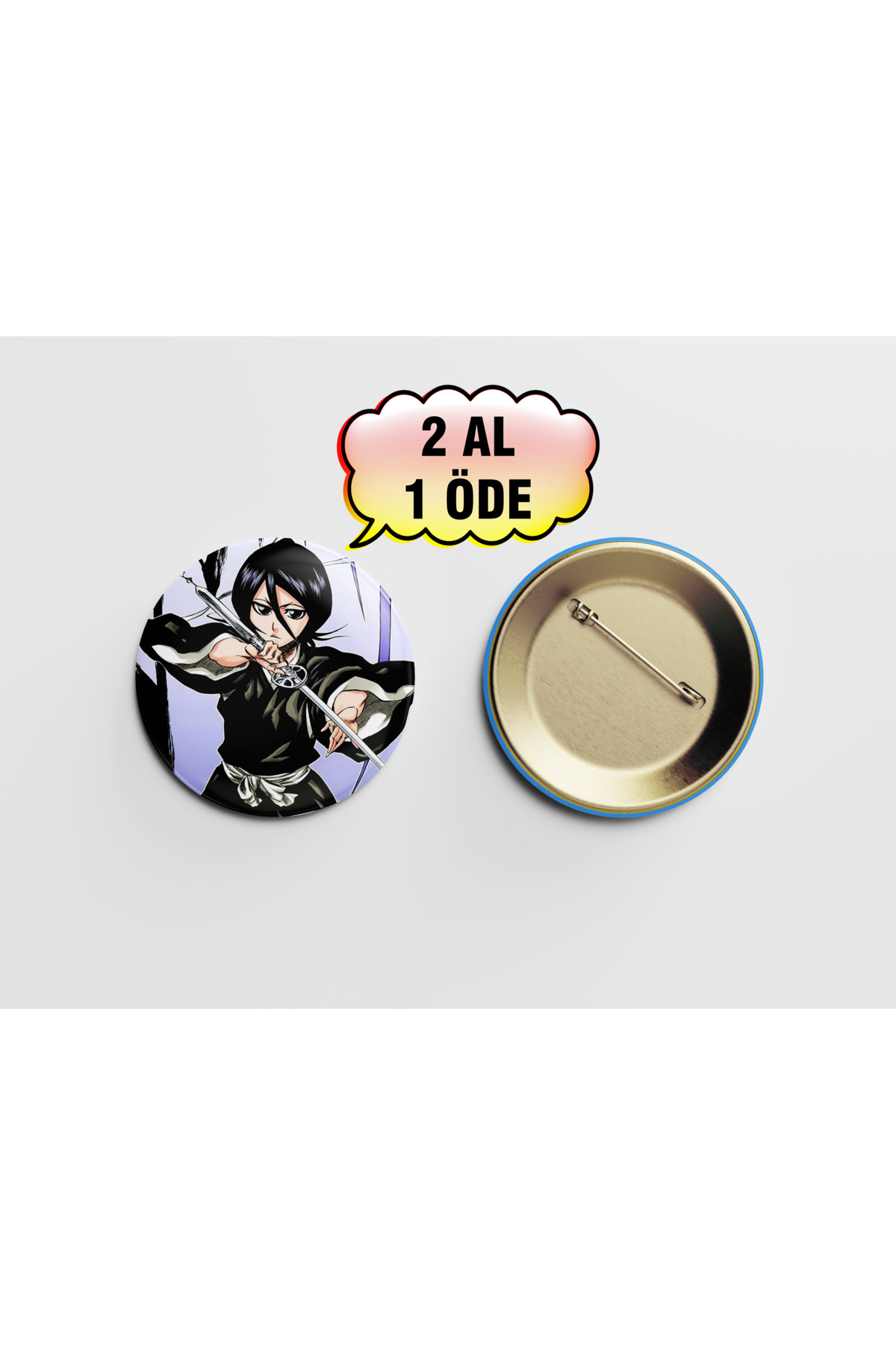 Bleach Rukia Kuchiki 1 adet 44mm Arkası İğneli Buton Rozet - Anime