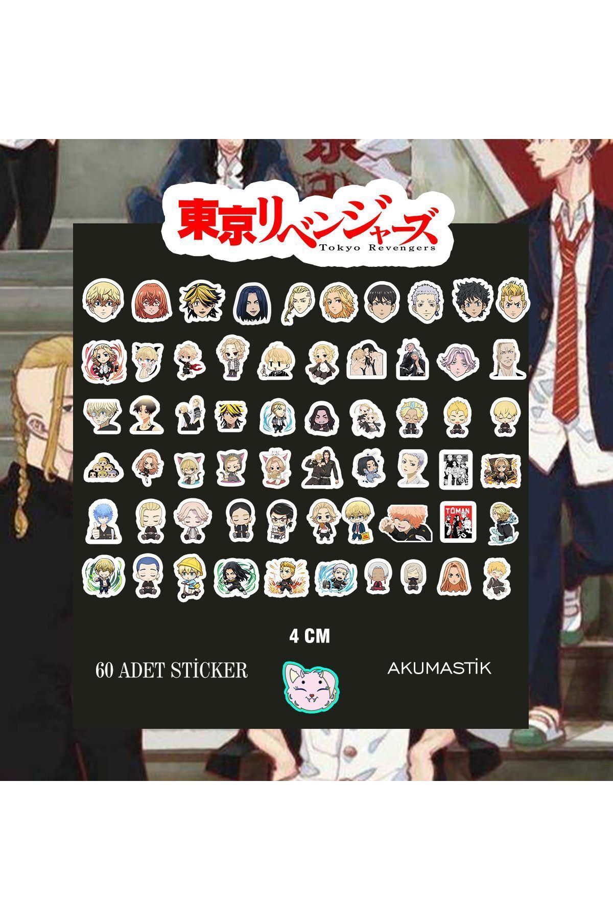 Tokyo Revengers Sticker Seti 60 Adet - Anime Sticker - Parlak Sticker