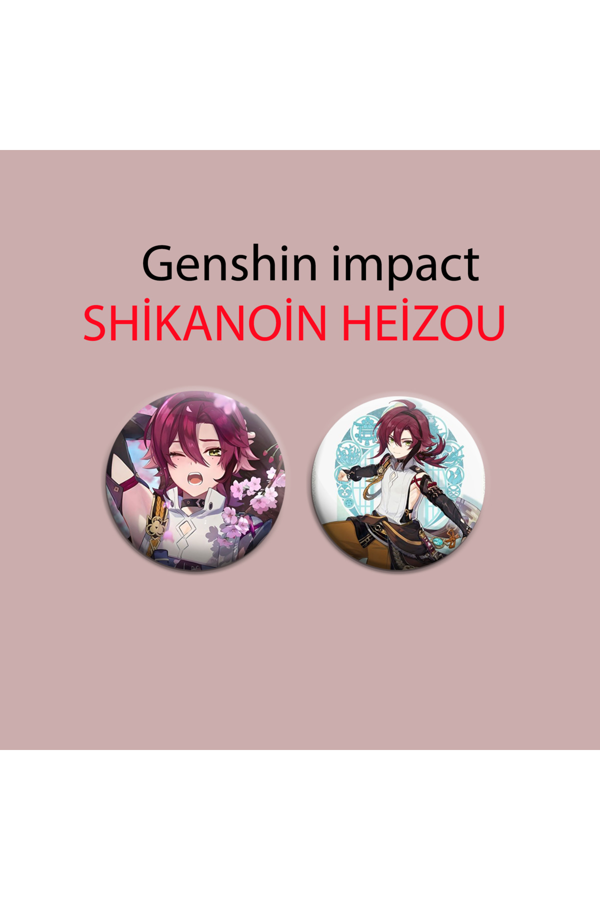 Genshin impact Shikanoin Heizou 2li Çanta Süsü Rozet-İğneli Buton Rozet Seti